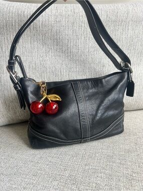 Black Leather Coach Shoulder Bag